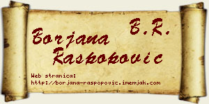 Borjana Raspopović vizit kartica
